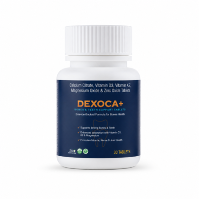 Dexoca+ Bone Health Tablets with Vitamin D3, Vitamin K2-7, Magnesium & Zinc | 30 Tablets